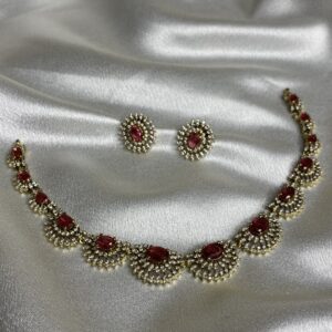 Gold Toned Fioral Chocker With AD